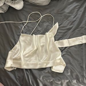 Princess Polly White Satin Tie Top